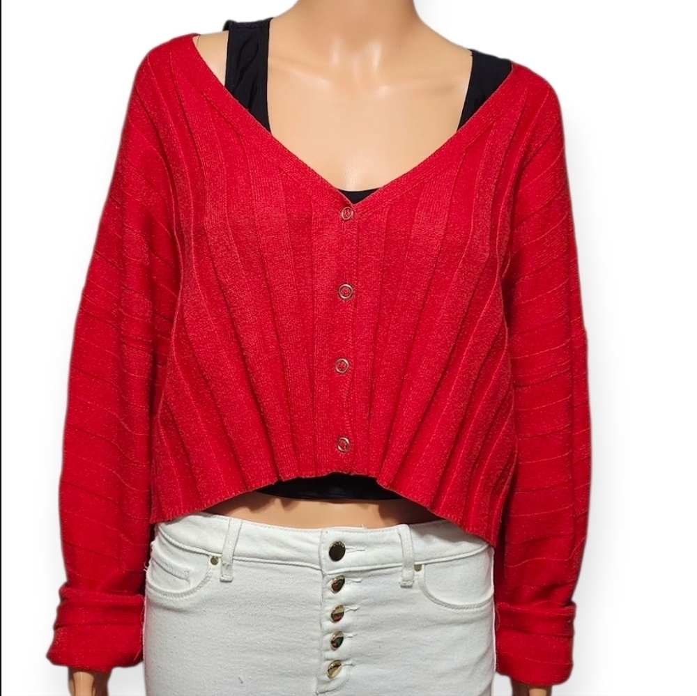 Forever 21 Red Button-Up Cardigan. Size L.